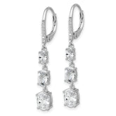 Cheryl M Sterling Silver Rhodium-plated Polished Triple Oval CZ Leverback Dangle Earrings